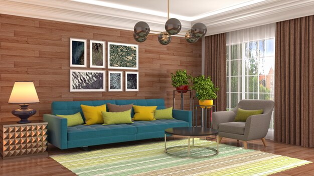 Illustration of the living room interior