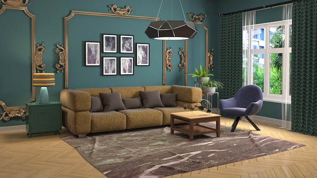 Illustration of the living room interior