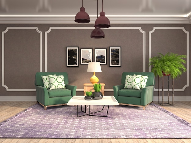 Illustration of the living room interior