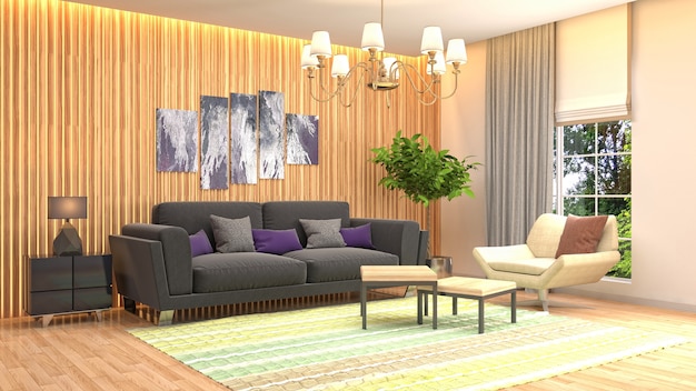 Illustration of the living room interior