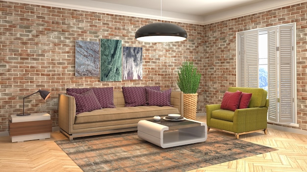 Illustration of the living room interior