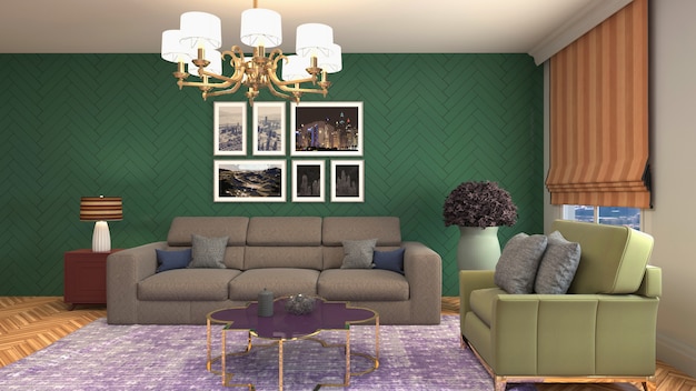 Illustration of the living room interior