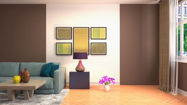 Illustration of the living room interior