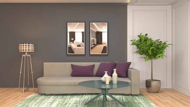 Illustration of the living room interior