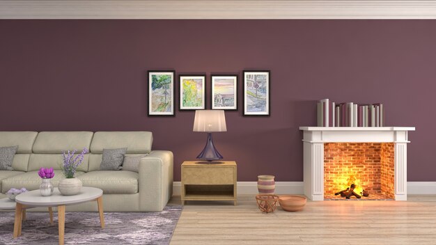 Illustration of the living room interior