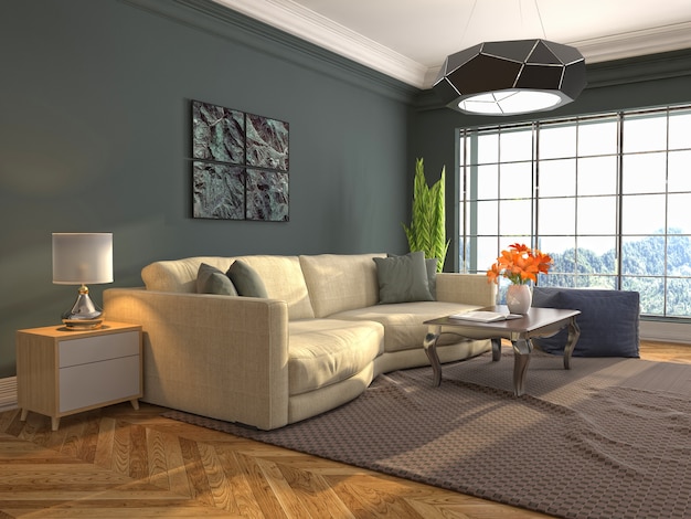 Illustration of the living room interior