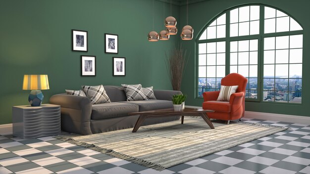 Illustration of the living room interior