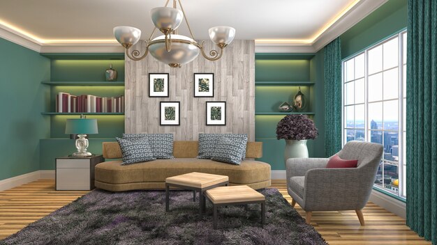 Illustration of the living room interior