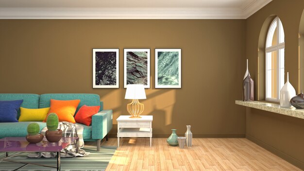 Illustration of the living room interior