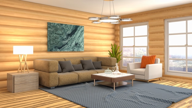 Illustration of the living room interior