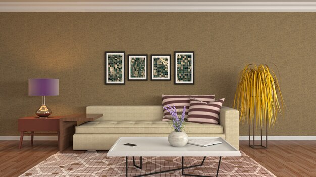 Illustration of the living room interior