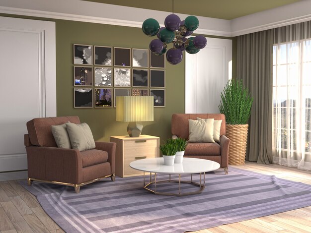 Illustration of the living room interior