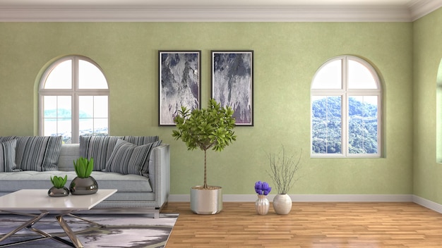 Illustration of the living room interior