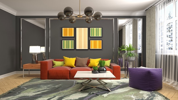 Illustration of the living room interior