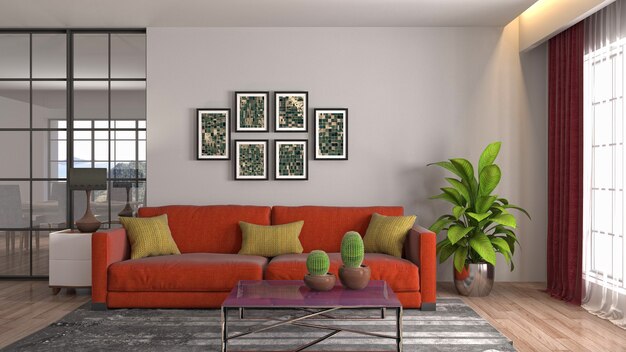 Illustration of the living room interior