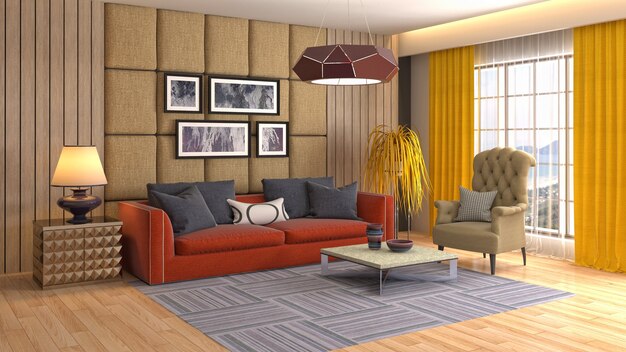 Illustration of the living room interior