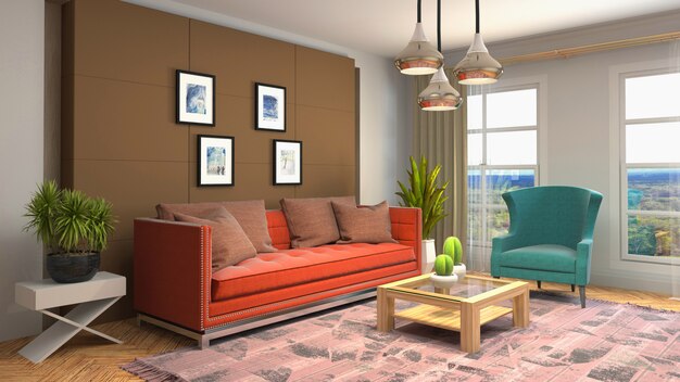 Illustration of the living room interior