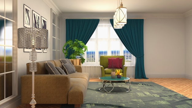 Illustration of the living room interior