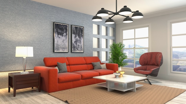 Illustration of the living room interior