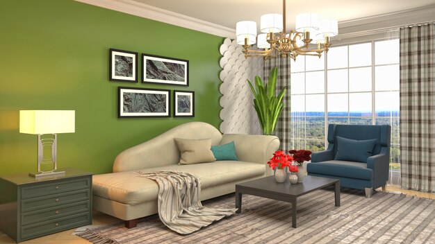 Illustration of the living room interior