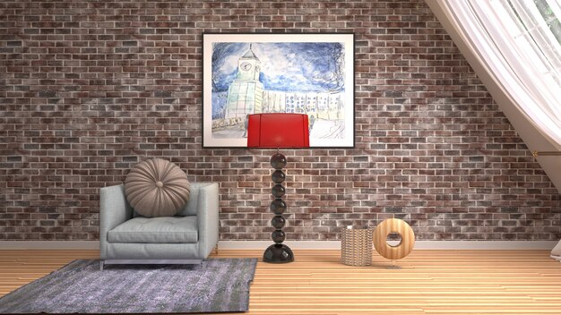 Illustration of the living room interior