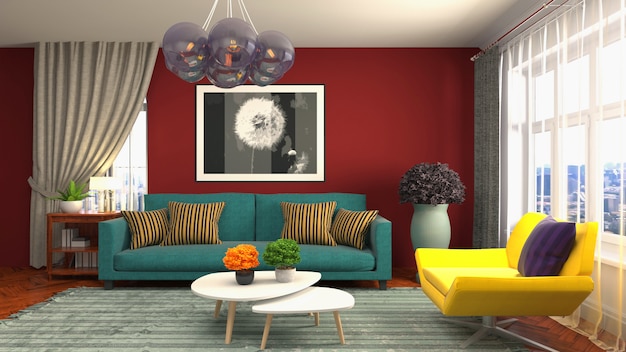 Illustration of the living room interior