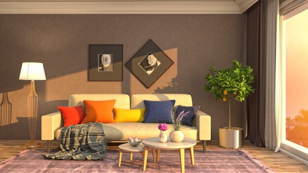 Illustration of the living room interior