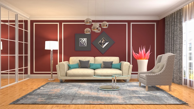 Illustration of the living room interior