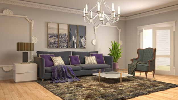 Illustration of the living room interior