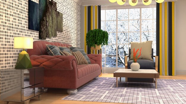 Illustration of the living room interior