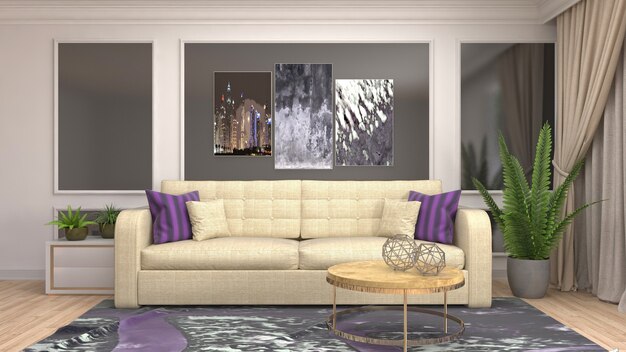 Illustration of the living room interior