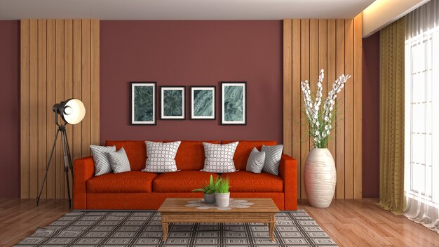 Illustration of the living room interior