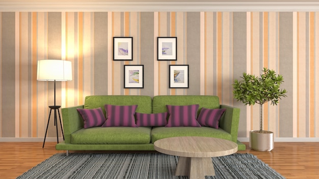 Illustration of the living room interior