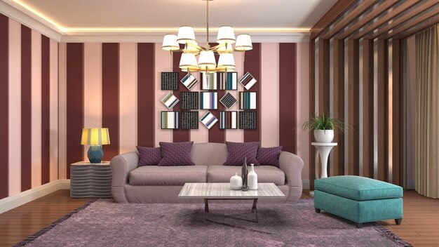 Illustration of the living room interior