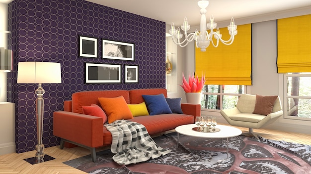 Illustration of the living room interior