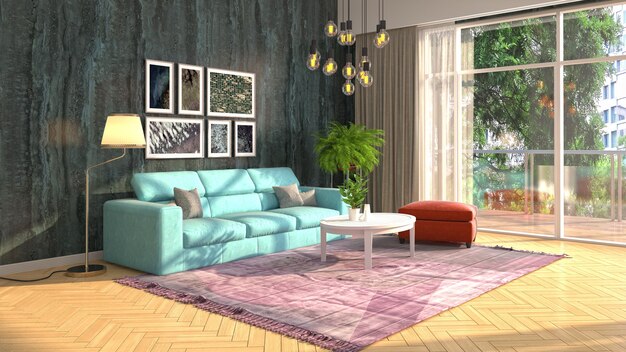 Illustration of the living room interior