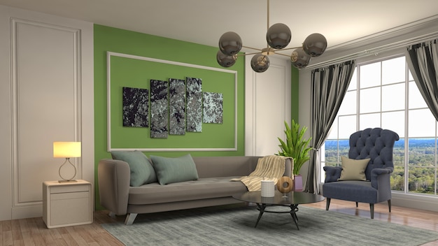 Illustration of the living room interior