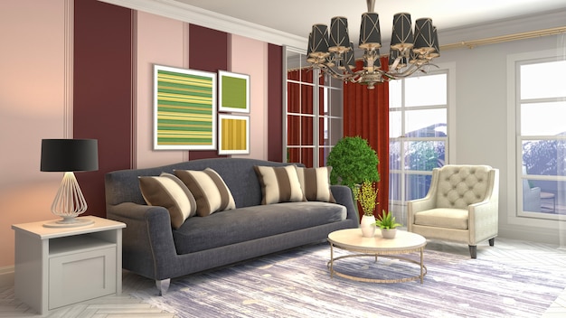 Illustration of the living room interior