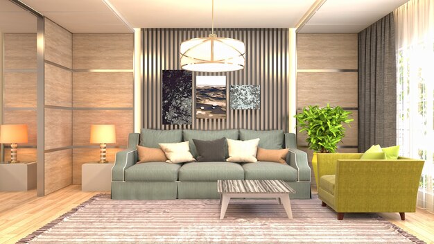 Illustration of the living room interior