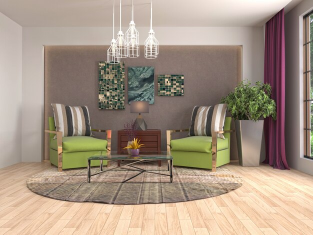 Illustration of the living room interior