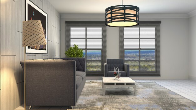 Illustration of the living room interior