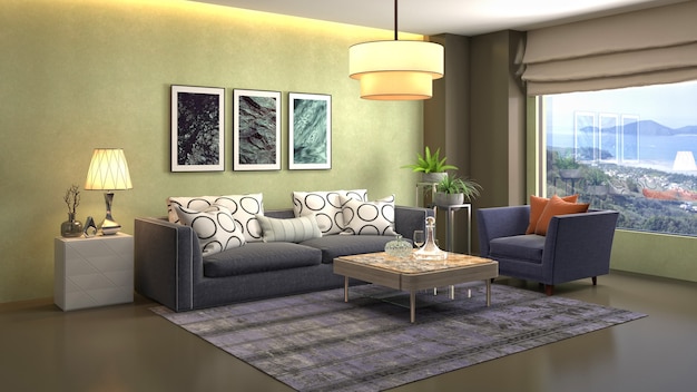 Illustration of the living room interior