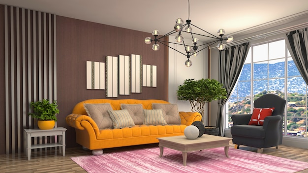 Illustration of the living room interior