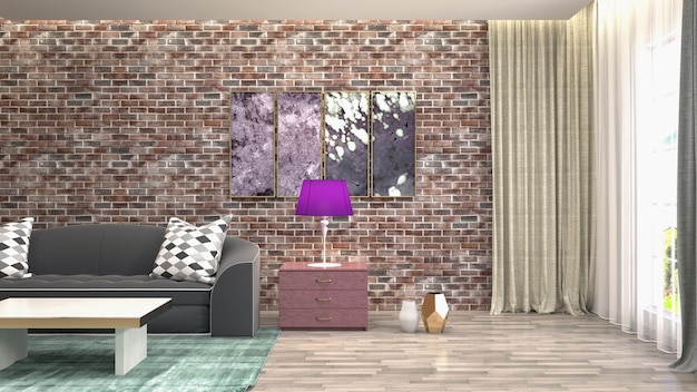 Illustration of the living room interior