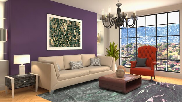 Illustration of the living room interior