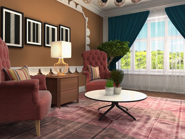 Illustration of the living room interior