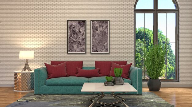 Illustration of the living room interior