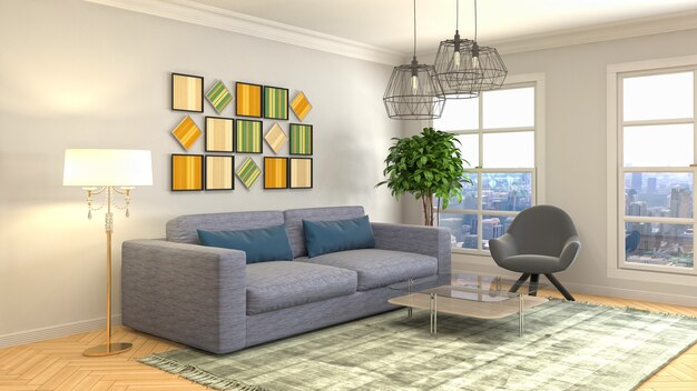 Illustration of the living room interior