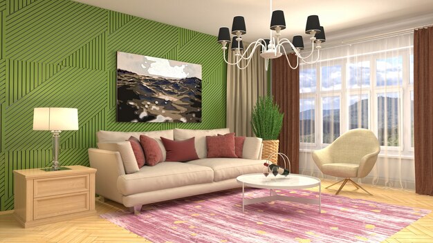 Illustration of the living room interior