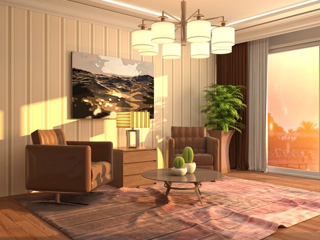 Illustration of the living room interior